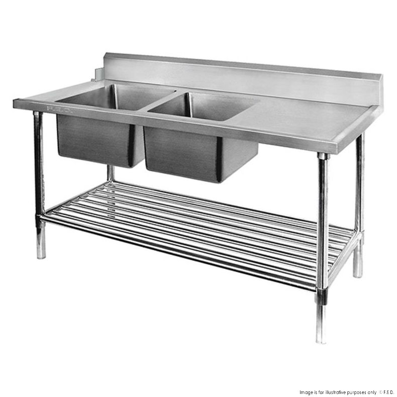 Modular Systems DSBD7-1500L/A | Left Inlet Double Sink Dishwasher Bench