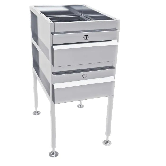 3monkeez AB-2DRAW-1G Gastronorm Freestanding Stainless Steel Drawer Unit I 2 drawers I With Locks