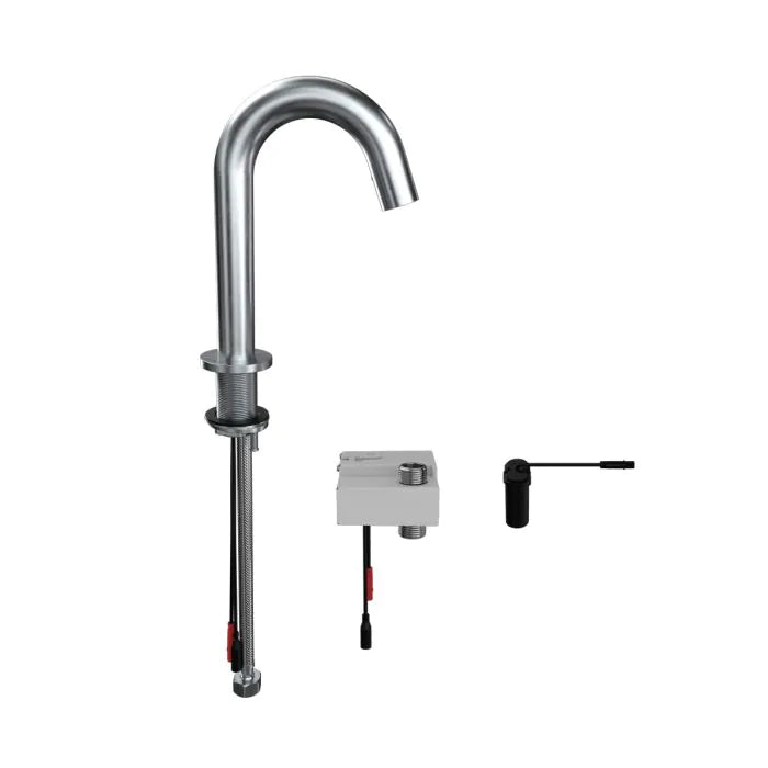 3monkeez T-3MSS-GHMST21B Gooseneck Bench Mounted Infrared Sensor Tap I Battery Powered