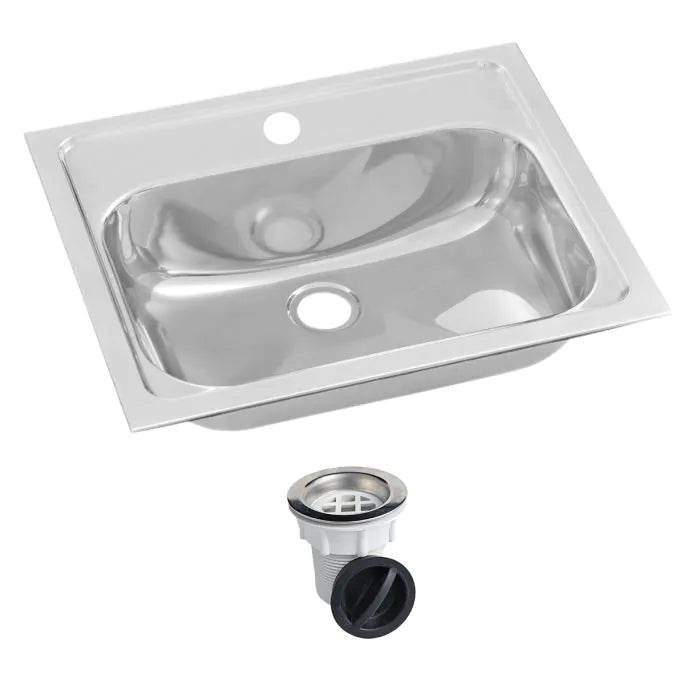3monkeez HBF01-KIT-1 Inset Stainless Steel Hand Basin I 1 Tap Hole I Includes Plug and Waste