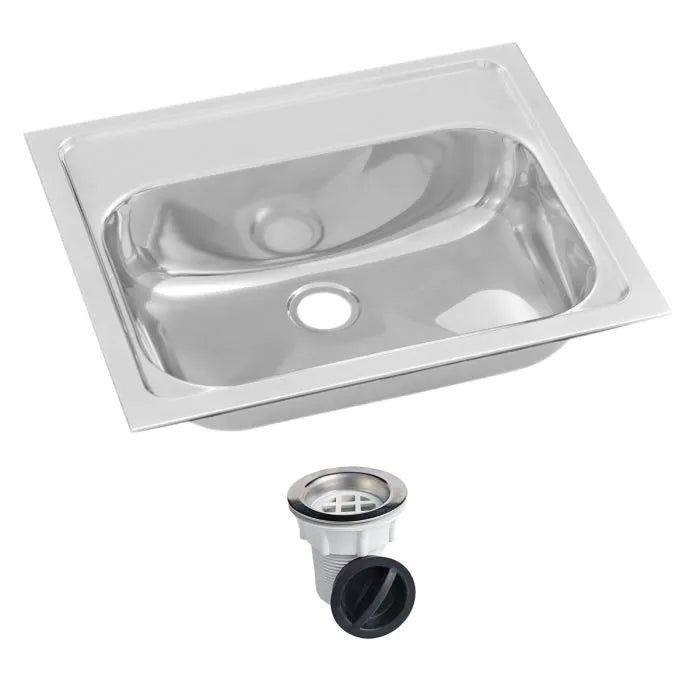 3monkeez HBF01-KIT Inset Stainless Steel Hand Basin I No Tap Hole I Includes Plug and Waste