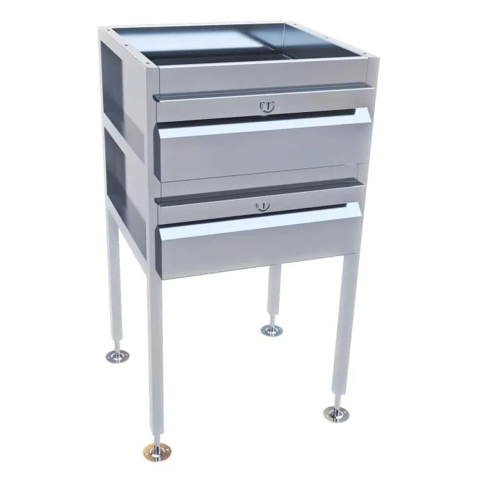 3monkeez AB-2DRAW-L Freestanding Stainless Steel Drawer Unit I 2 drawers I With Locks