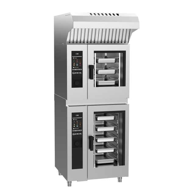 Giorik SEREST.11.0610.SF.H Stacked Steambox R Series Electric Combi Oven 6 on 10 x 1/1 GN with Standard Filter & Hood Right Hand Hinge Door