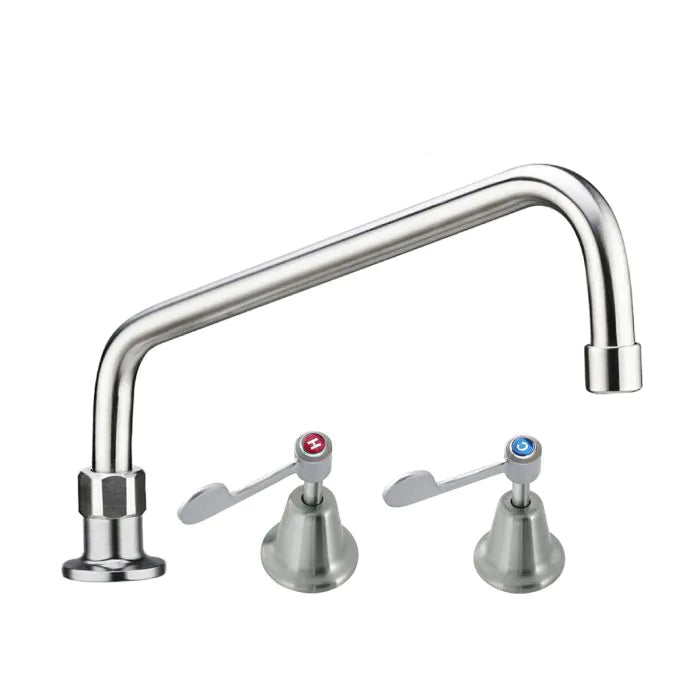 3monkeez T-3MHS12 Stainless Steel Bench Mount and Basin Stops I 12" Spout