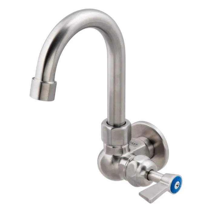 3monkeez T-3MSWG12 Stainless Steel Single Wall Mount Body with Single Control and Gooseneck Swivel I 12" Spout
