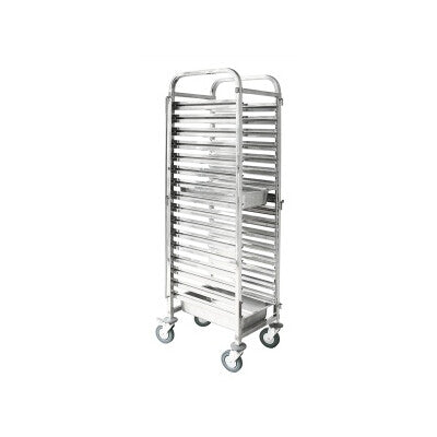 Sunnex Stainless Steel Gastronorm Trolley | Heavy Duty GN Pan Rack Cart (6 - 32 Tray Capacity)