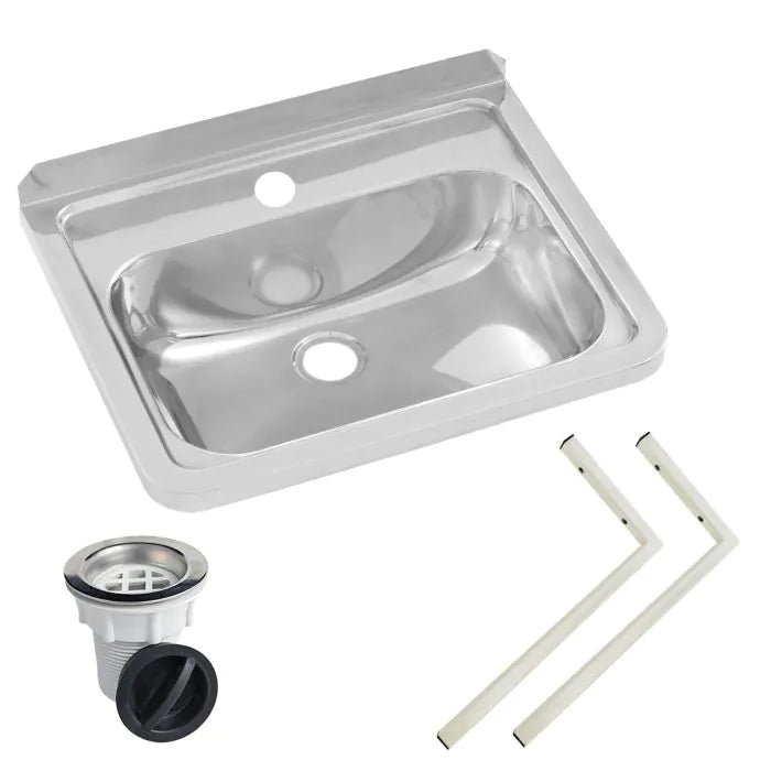 3monkeez HB-KIT-1 Wall Mounted Hand Basin I 1 Tap Hole I Inc Wall Brackets, & Plug & Waste