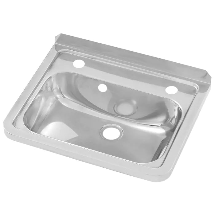 3monkeez HB-OF-2TH Wall Mounted Hand Basin with Left and Right 35mm Tap Holes and Overflow Hole