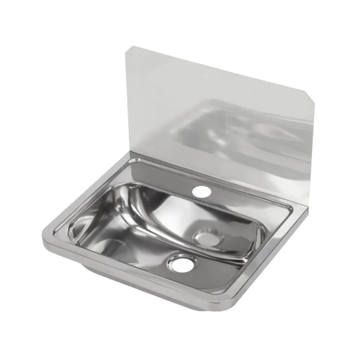 3monkeez HB300SB-1TH Wall Mounted Hand Basin with Splashback and 1 Centre Tap Hole