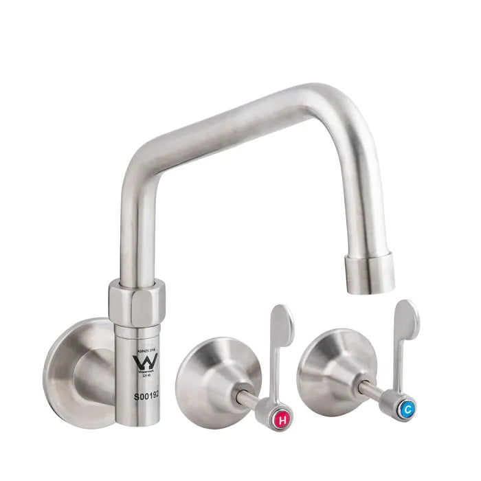 3monkeez T-3MCW06 Stainless Steel Wall Stops and Elbow I 6" Spout