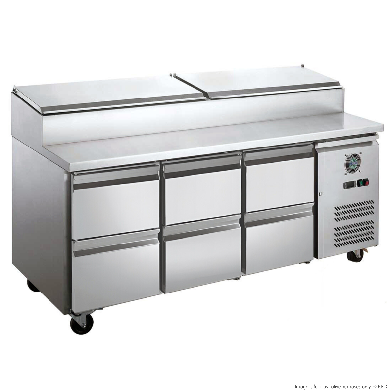 FED-X XSS7C18S3V-6D | Stainless Steel Six Drawer Sandwich Counter
