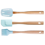 3596 - Spatula Brush Spoon Set Duck Egg Blue | Silicone Kitchen Utensils