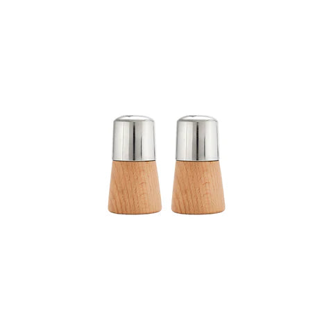 07779 - Salt & Pepper Shaker Stainless Steel with Wood Base