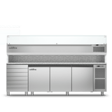 Coldline TZ17/1MC VP 3 Door with Drawer Pizza Preparation Counters - With Display Case