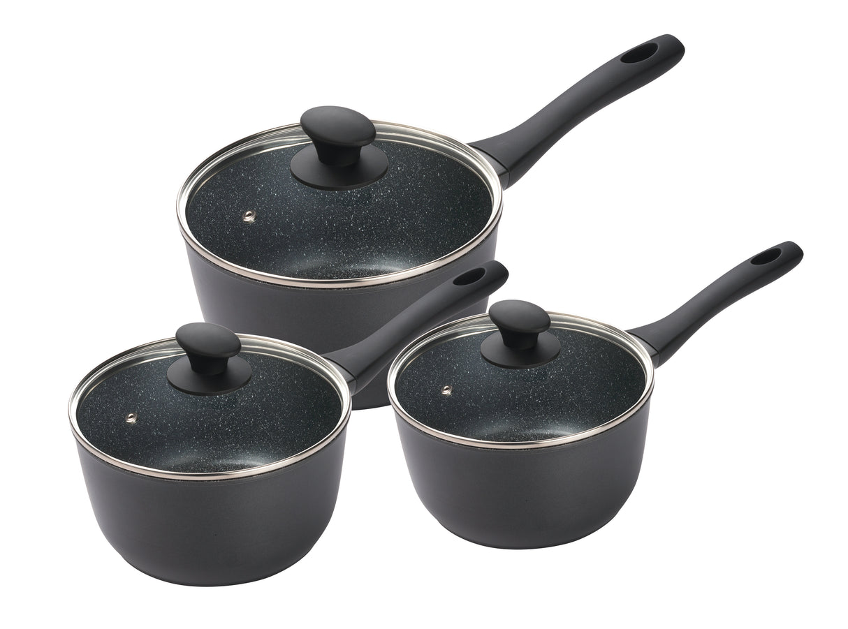 3 Piece Saucepan Set - 16cm/1.5 Litre, 18cm/2 Litre, 20cm/3 Litre