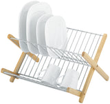 Monterey Wood and Chrome X Profile Dish Rack with Foldout Step - 12709
