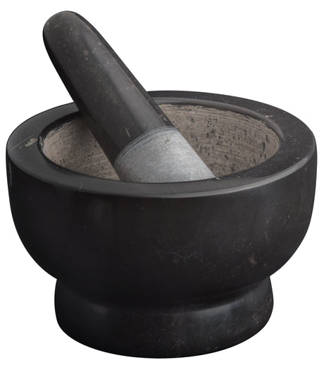 Marble Footed Mortar and Pestle - Black - 12906