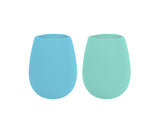 Silicone Stemless Wine Glass, Set of 2 - Blue/Mint - 13341