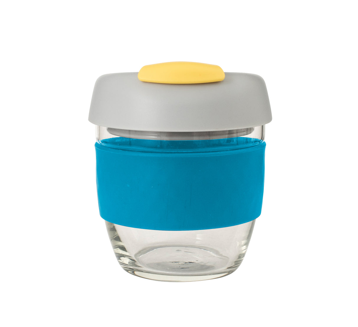 Glass GoCup, 236ml/8oz - Blue / Grey / Yellow - 13832