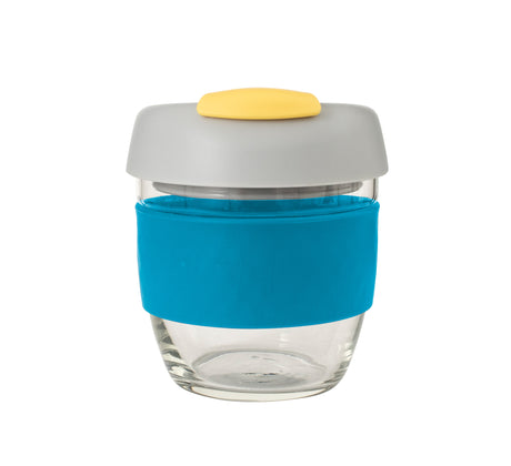 Glass GoCup, 236ml/8oz - Blue / Grey / Yellow - 13832