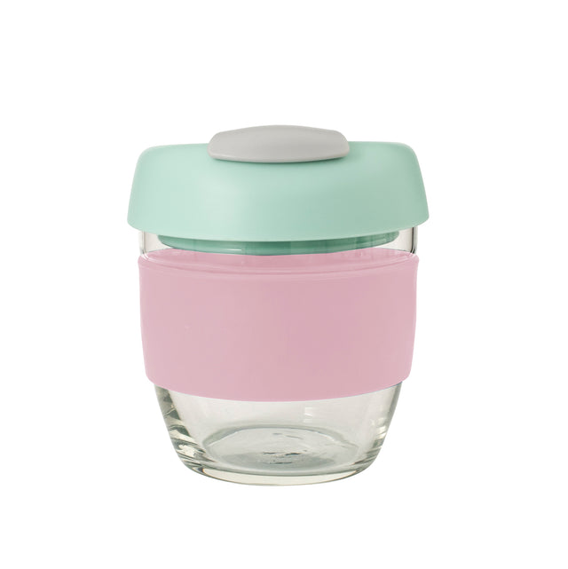 Glass GoCup, 236ml/8oz - Pink / Mint / Grey - 13835
