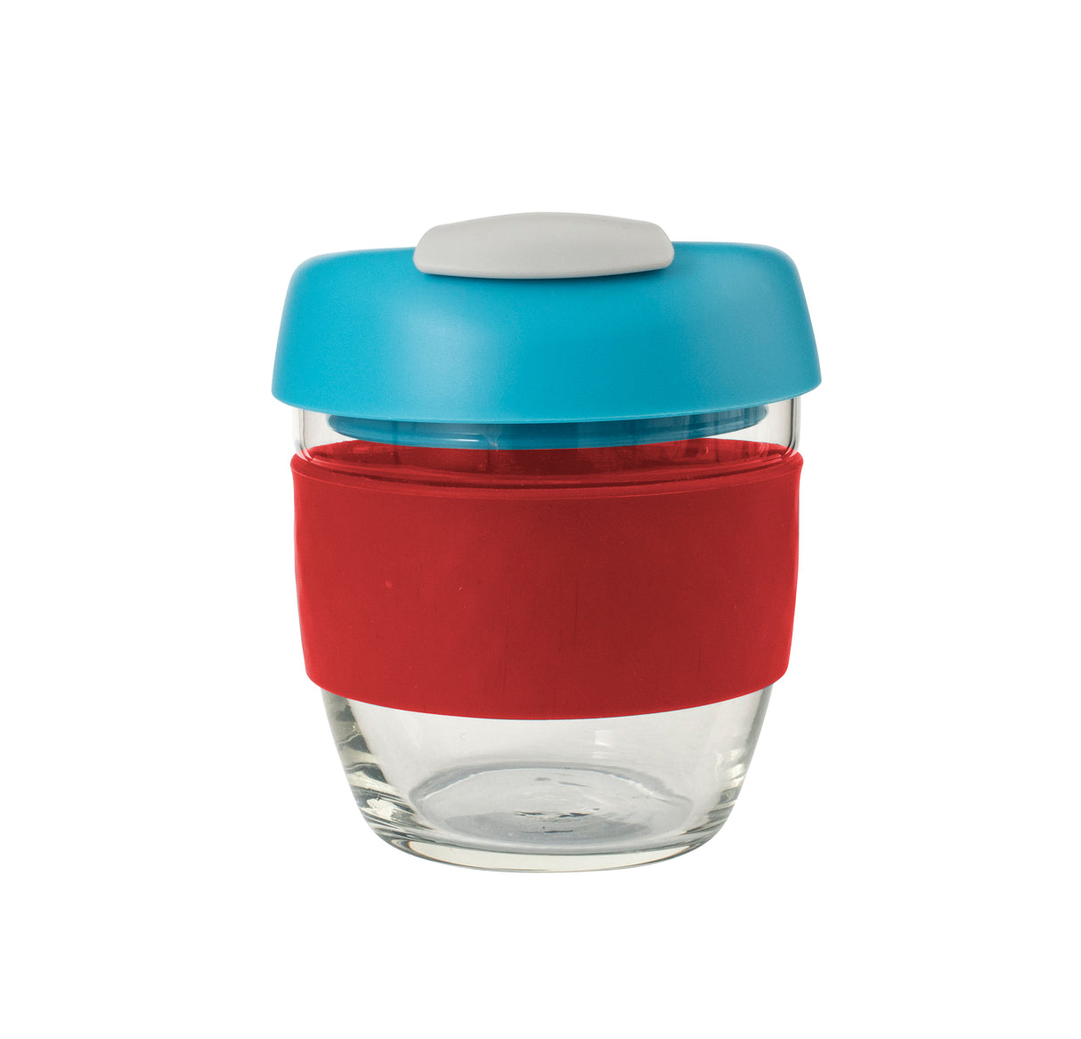 Glass GoCup, 236ml/8oz - Red /Aqua / Grey - 13836