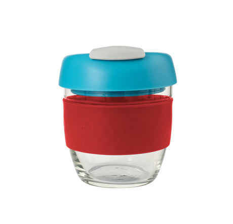 Glass GoCup, 236ml/8oz - Red /Aqua / Grey - 13836