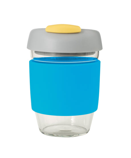 Glass GoCup, 296ml/10oz - Blue / Grey / Yellow - 13838