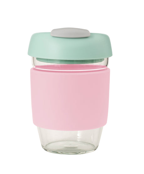 Glass GoCup, 296ml/10oz - Pink  /Mint / Grey - 13841