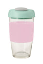 Glass GoCup, 473ml/16oz - Pink / Mint / Grey - 13847