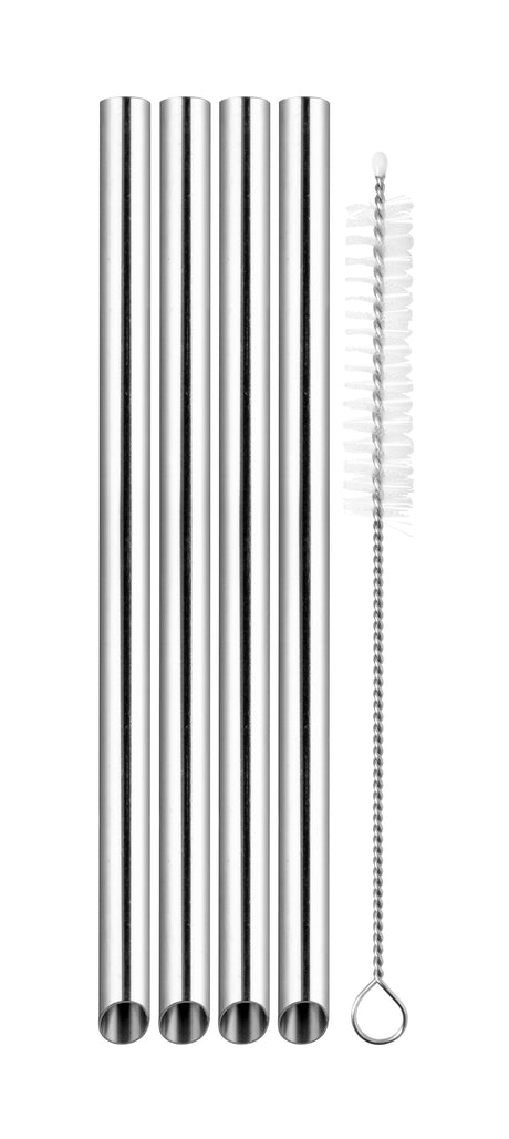 Stainless Steel Bubble Tea Straws with Cleaning Brush - Set of 4 - 14927