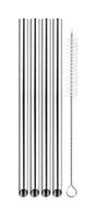 Stainless Steel Bubble Tea Straws with Cleaning Brush - Set of 4 - 14927