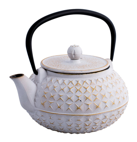 Empress Cast Iron Teapot, 900ml - White / Gold - 15194