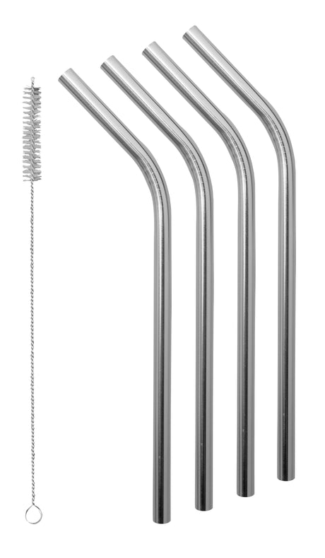 Smoothie Stainless Steel Straws with Cleaning Brush - Set of 4 - 15199