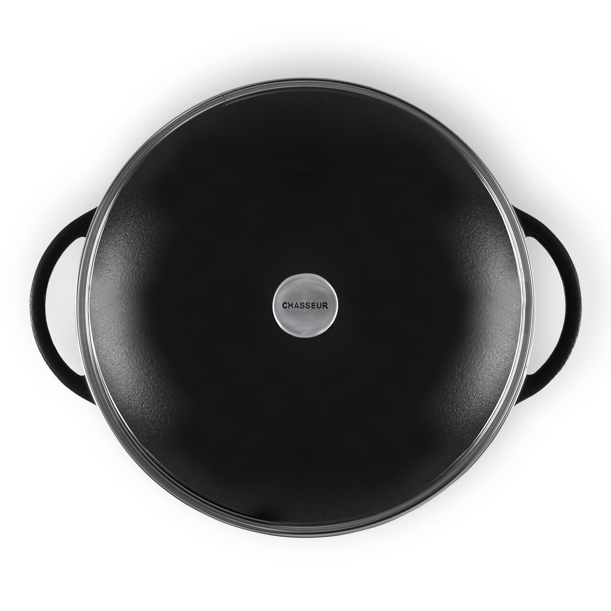 Wok 37cm/4.5 Litre with Glass Lid, Wooden Tongs, Chopsticks & S/S Grid Matte Black - 19158 (2)