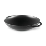 Wok 37cm/4.5 Litre with Glass Lid, Wooden Tongs, Chopsticks & S/S Grid Matte Black - 19158 (3)
