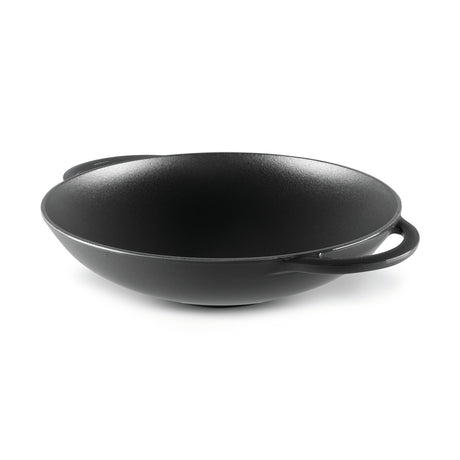 Wok 37cm/4.5 Litre with Glass Lid, Wooden Tongs, Chopsticks & S/S Grid Matte Black - 19158 (3)
