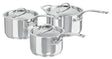 Maison 3 Piece Saucepan Set:
Saucepan 16cm/2 Litre
Saucepan 18cm/2.7 Litre 
Saucepan 20cm/3.7 Litre - 19851