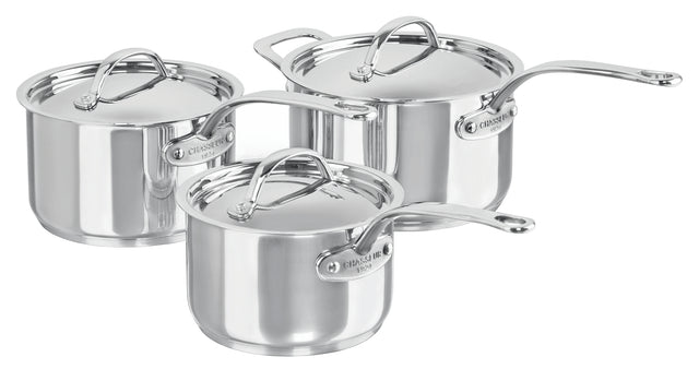 Maison 3 Piece Saucepan Set:
Saucepan 16cm/2 Litre
Saucepan 18cm/2.7 Litre 
Saucepan 20cm/3.7 Litre - 19851