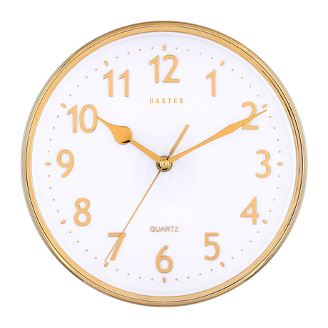 Emory Wall Clock Arabic Numeral / 3D Foil Embossed, 25x25x4.5cm - Gold Electroplated - 24661