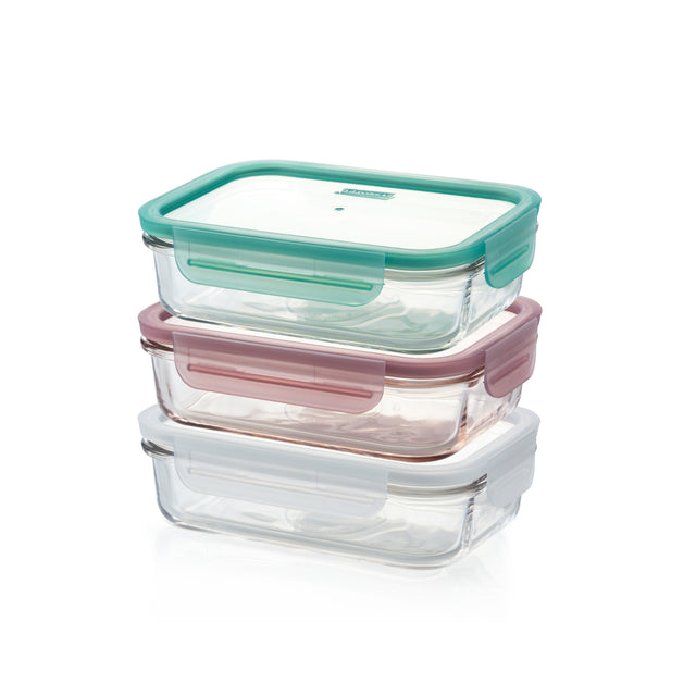 3 Piece Tempered Glass Set - 3 x Rectangular 400ml - 28039