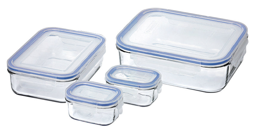 4 Piece Rect Tempered Glass Set: 1x2000ml, 1x1000ml, 2x150ml - 28040