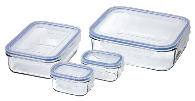 4 Piece Rect Tempered Glass Set: 1x2000ml, 1x1000ml, 2x150ml - 28040