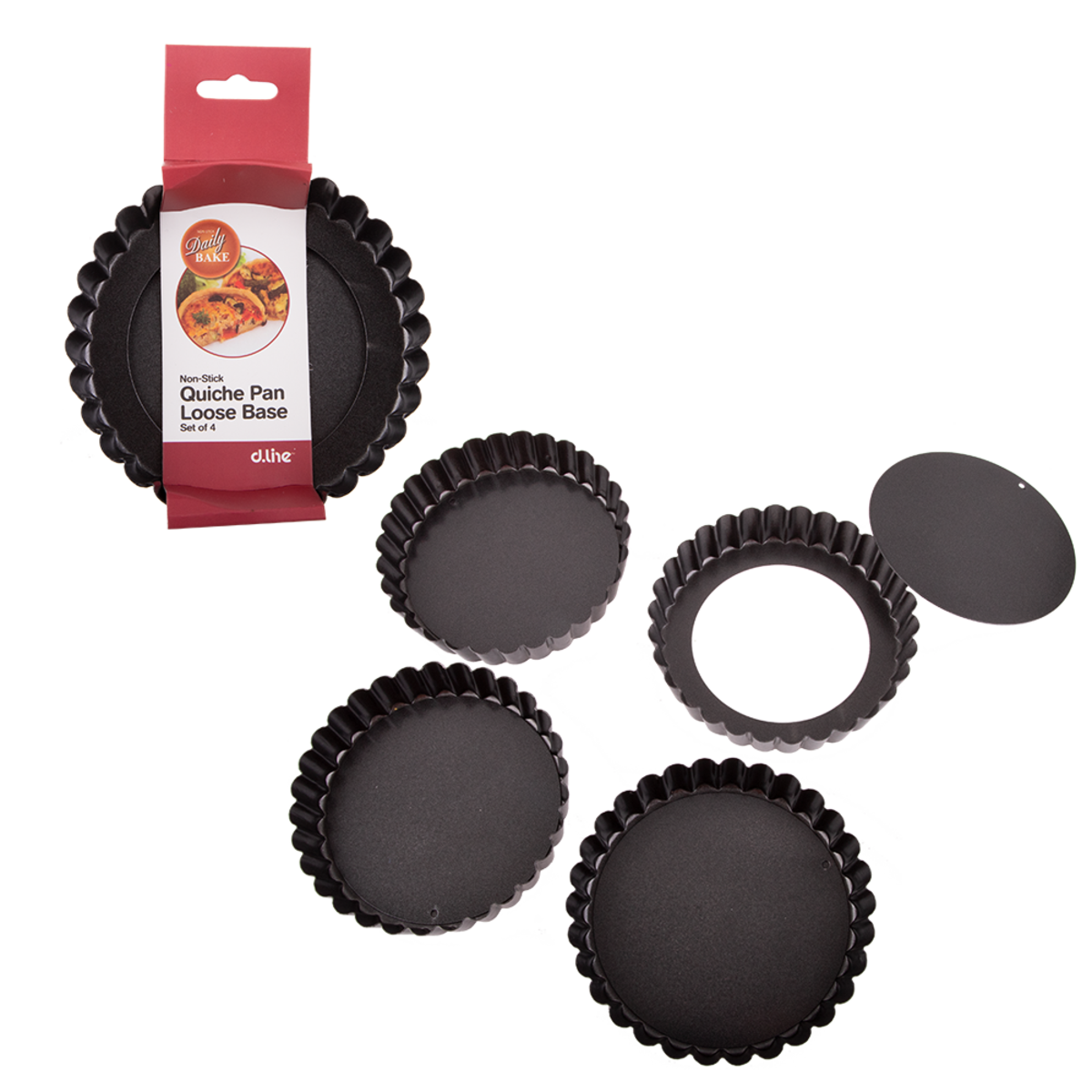 Daily Bake Non-Stick Quiche Pan Loose Base 12cm (Set of 4)