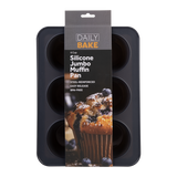 Daily Bake Silicone 6 Cup Jumbo Muffin Pan - Charcoal - side view