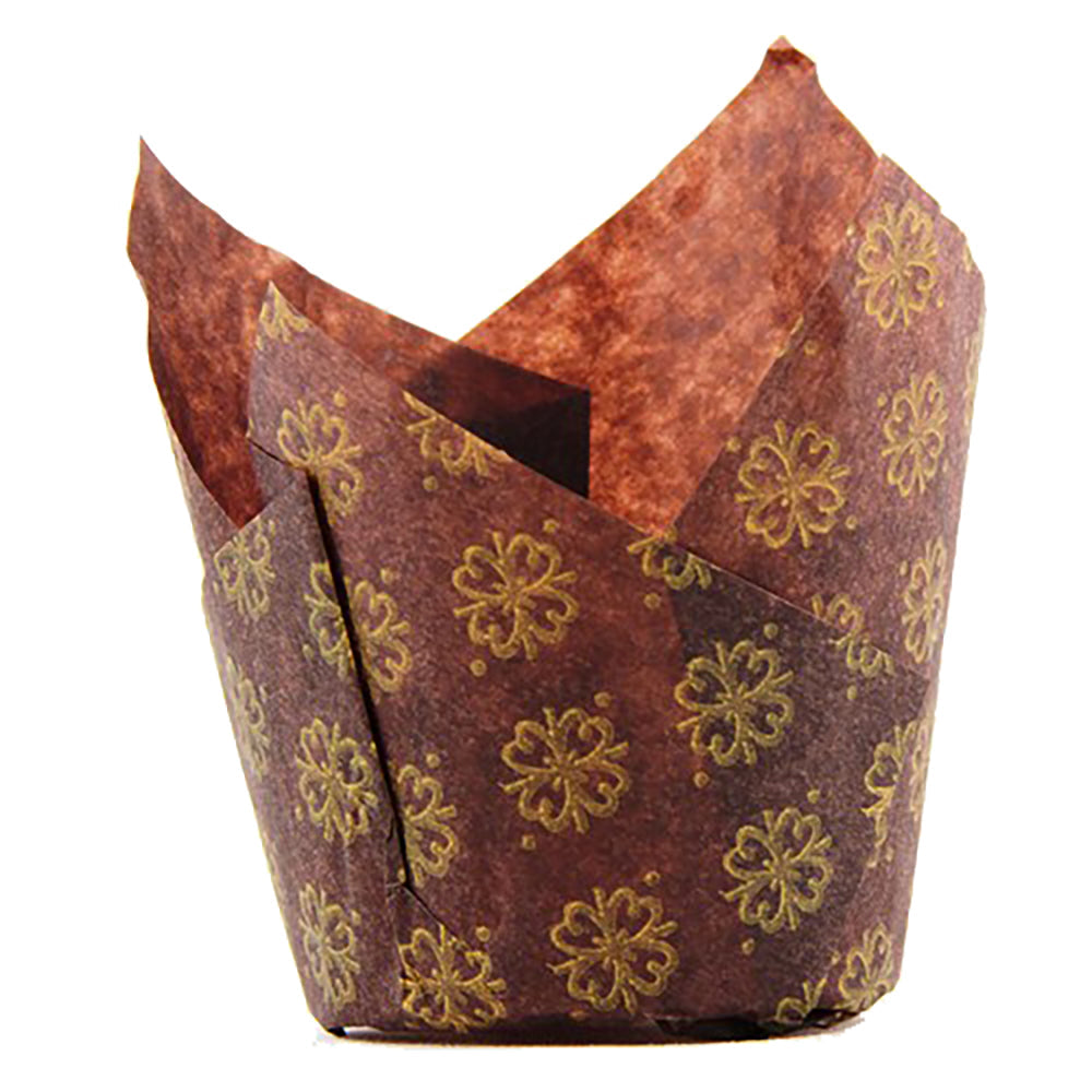 Alpen Brown & Gold Tulip Muffin Wraps 90/50x60mm 250 Pack