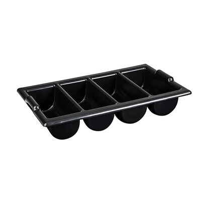 Trenton 4-Compartment Commercial Cutlery Box Collection (Stainless Steel & Plastic - Grey & Black)