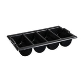 Trenton 4-Compartment Commercial Cutlery Box Collection (Stainless Steel & Plastic - Grey & Black)