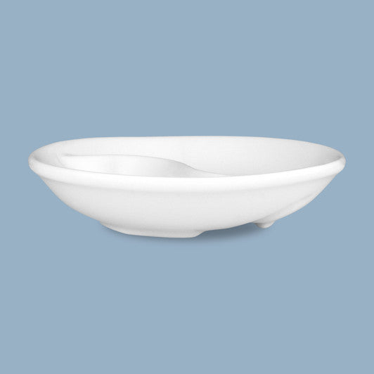 Round Divided Sauce Dish, 10 x 2cm - New Bone Porcelain