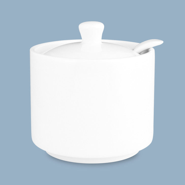 Straight Sugar Bowl with Spoon, 240ml - New Bone Porcelain